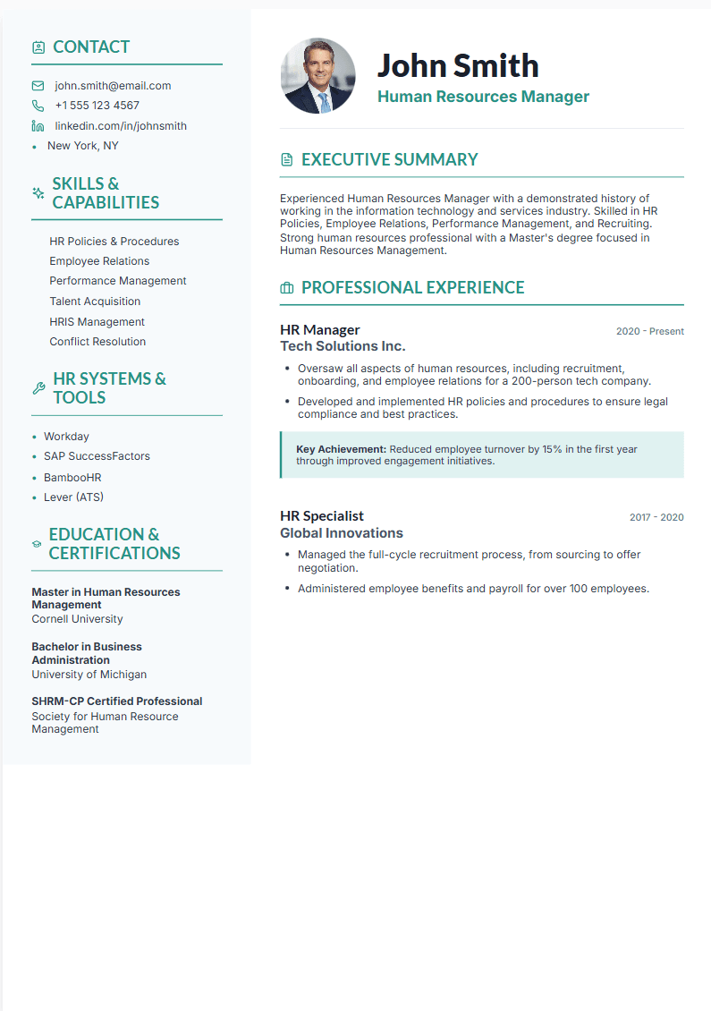 Preview of Human Resource CV