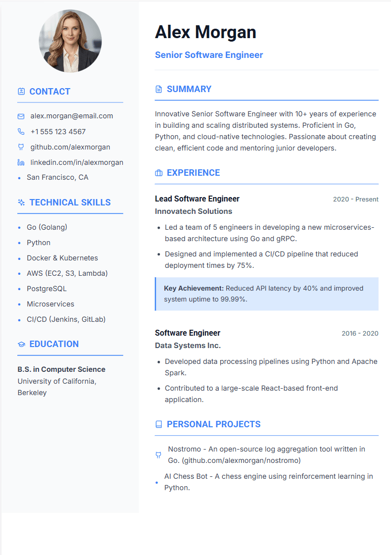 Preview of Modern Tech & IT CV